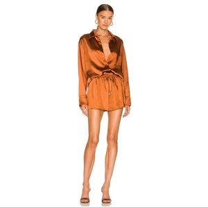 Camila Coelho Amber Satin Top in Rust Small Size S